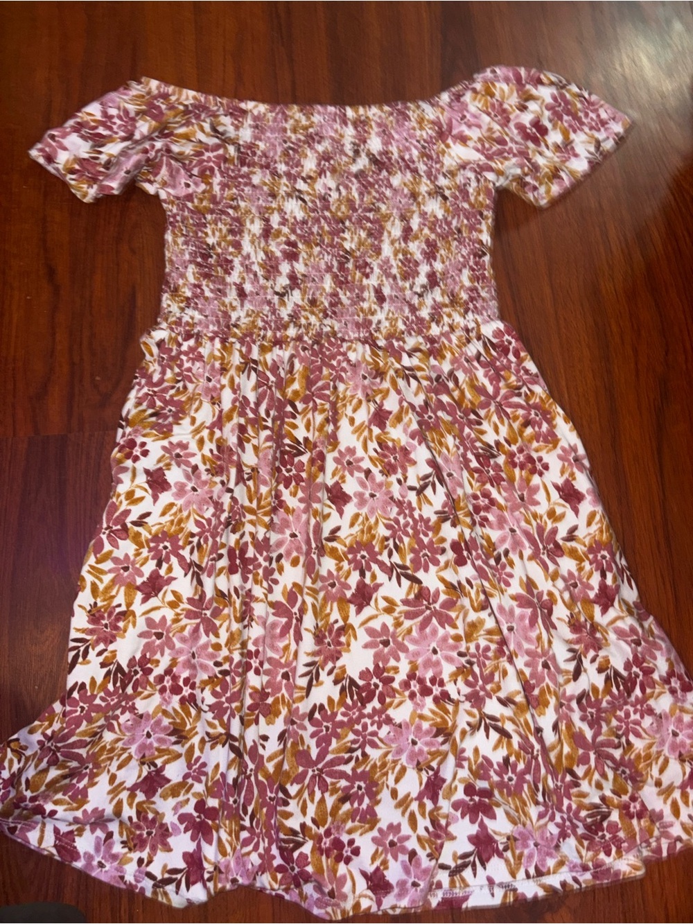 Speechless Pink Floral Smocked Off-Shoulder Dress